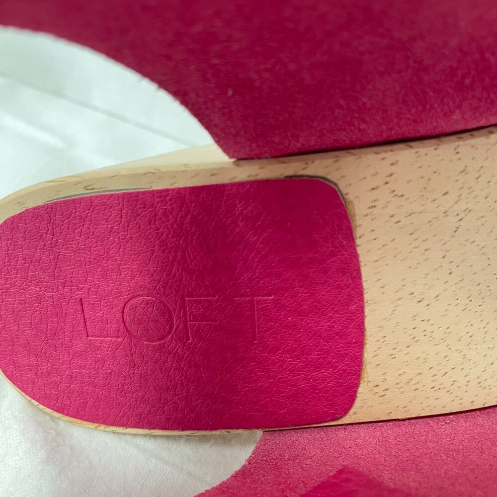 Loft Pink Woven Leather Platform Wood Clog Sandals - Picture 8 of 10